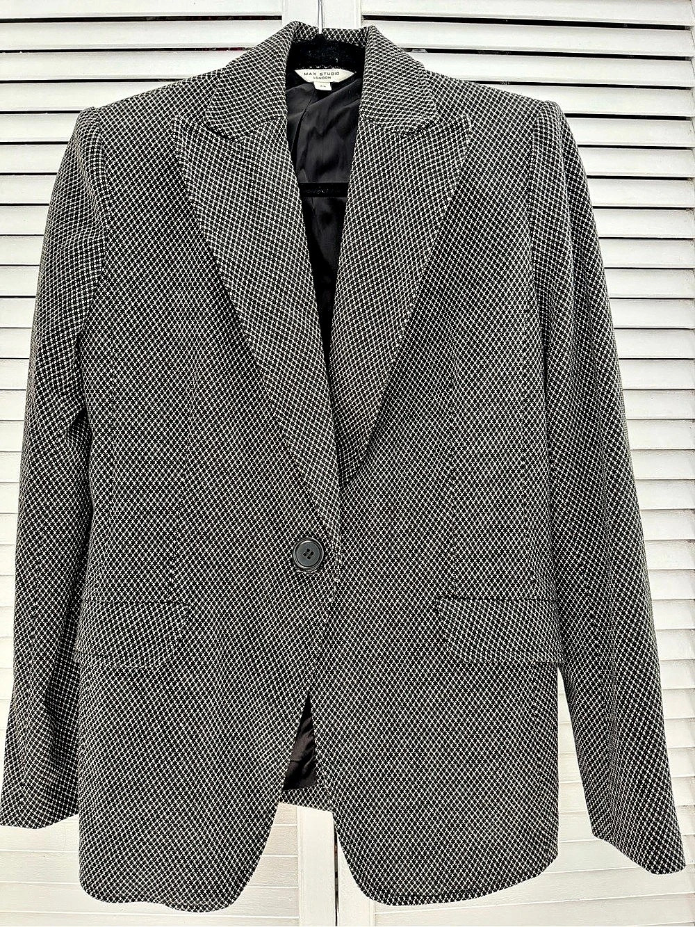 Max Studio Women's Geometric Blazer in Black & White Size XS